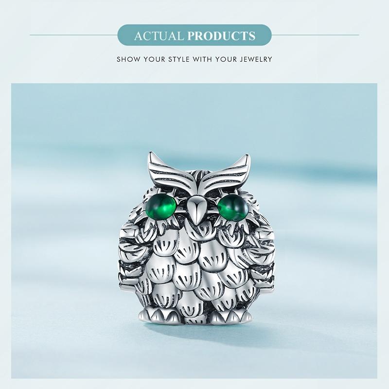 925 Sterling Silver Owl Pendant Necklace Charm For Diy Bracelets