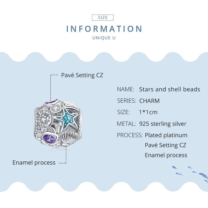 925 Sterling Silver Starfish Zircon Beaded Bracelet / Necklace Set