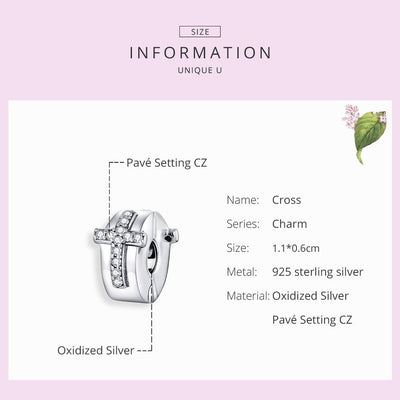 925 Sterling Silver Cross Bead Buckle For Diy Accessories