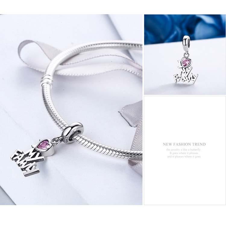 925 Sterling Silver Home Love Pink Gemstone Bracelet