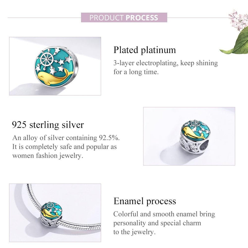 925 Sterling Silver Whale Star Beads For Diy Bracelets & Necklaces