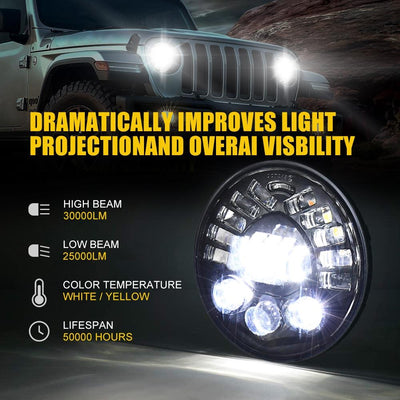 7 Inch Car Matrix Gradient Led Headlight Lamps For Jeep Wrangler