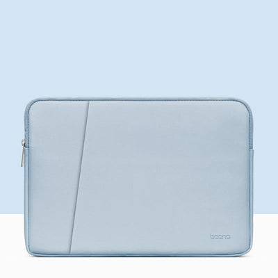 Sky Blue Leather Laptop Bag - Double-Layer - Fits 13 / 13.3 / 14 Inch
