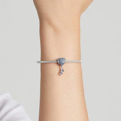 925 Sterling Silver Heart Balloon Bear Pendant For Diy Bracelets & Necklaces