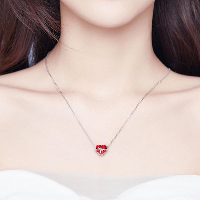 925 Sterling Silver Red Ecg Beaded Love Bracelet