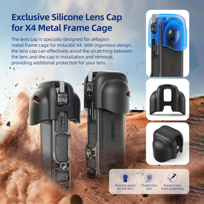Amagisn Metal Protective Housing for Insta360 X4 with 2 Claws and Rabbit Cage