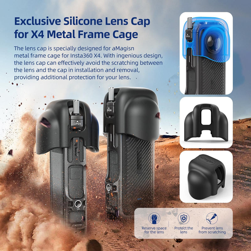 Amagisn Metal Protective Housing for Insta360 X4 with 2 Claws and Rabbit Cage