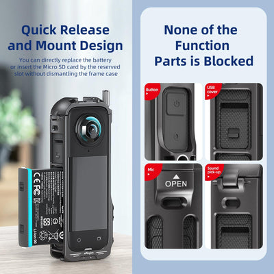 Amagisn Metal Protective Housing for Insta360 X4 with 2 Claws and Rabbit Cage