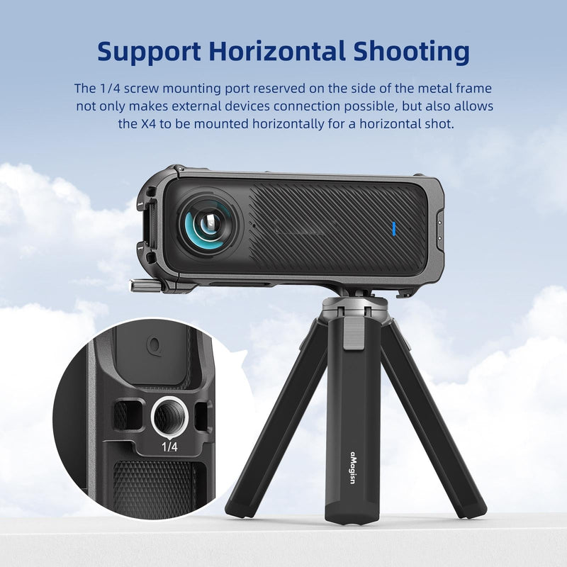 Amagisn Metal Protective Housing for Insta360 X4 with 2 Claws and Rabbit Cage