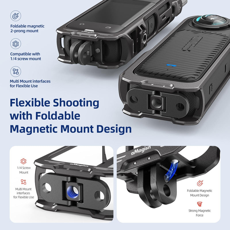 Amagisn Metal Protective Housing for Insta360 X4 with 2 Claws and Rabbit Cage