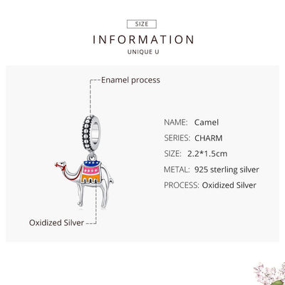 925 Sterling Silver Camel Bead Pendant For Diy Bracelets & Necklaces