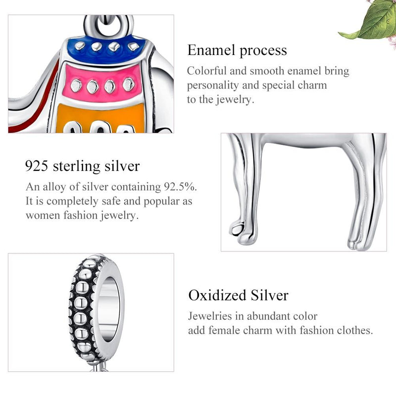 925 Sterling Silver Camel Bead Pendant For Diy Bracelets & Necklaces