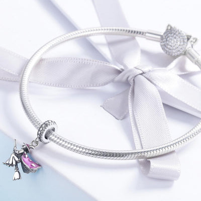 925 Sterling Silver Witch Broom Pendant For Diy Bracelets