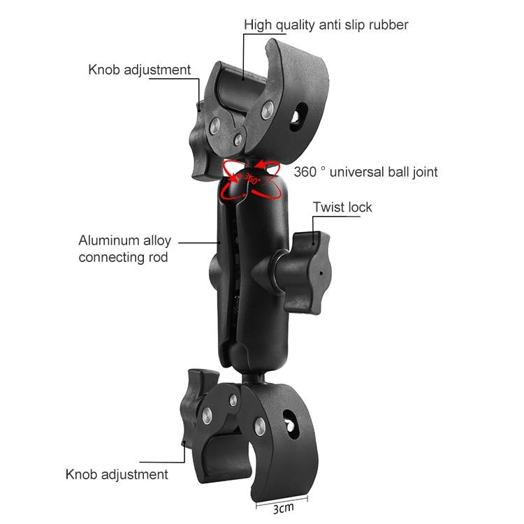 18cm Dual Head Motorcycle Handlebar Mount - 28Cm