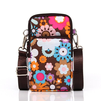 Animal Park Mini Crossbody Phone Wallet With Arm Band - Black Flower