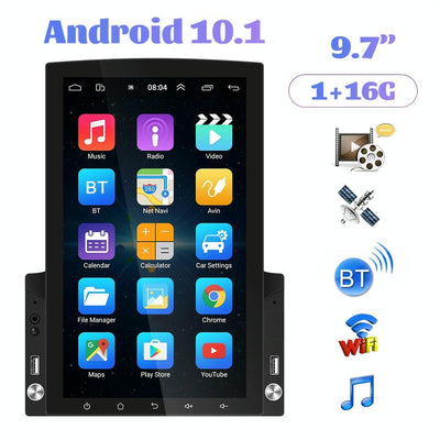 9.7 Inch Vertical Screen Android Car Mp5 Player With Hd 2.5D Glass Standard + 8 Lights Camera