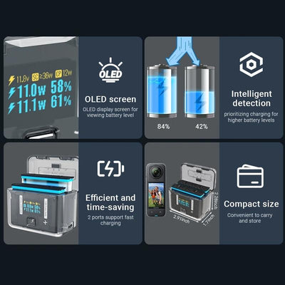 Smart Dual Charging Box for Insta360 X4 Camera