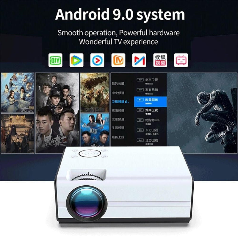 Portable Home Theater Projector - 80 Ansi Lumens Android 9.0 800X480P 1G + 8G