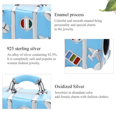 925 Sterling Silver Blue Beads For Bracelet