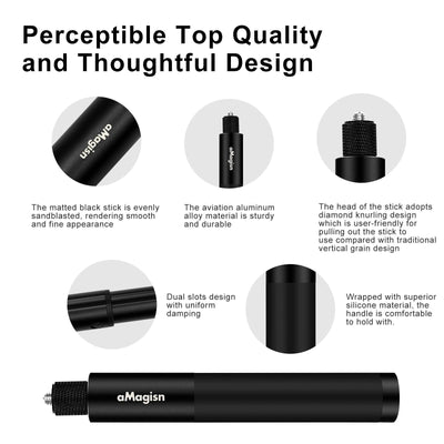 70cm Straight Pull Selfie Stick for Sports Cameras with 3 Jaw Screw - Rod+1/4 Turn 3 Jaw+Screw+Phone Clip