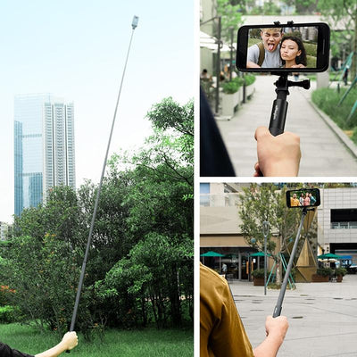 70cm Straight Pull Selfie Stick for Sports Cameras with 3 Jaw Screw - Rod+1/4 Turn 3 Jaw+Screw+Phone Clip