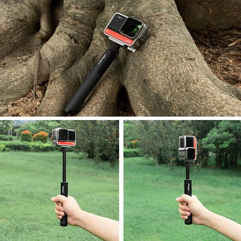 70cm Straight Pull Selfie Stick for Sports Cameras with 3 Jaw Screw - Rod+1/4 Turn 3 Jaw+Screw+Phone Clip