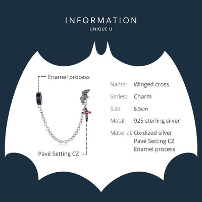 925 Sterling Silver Wing Cross Safety Chain For Diy Bracelets & Necklaces