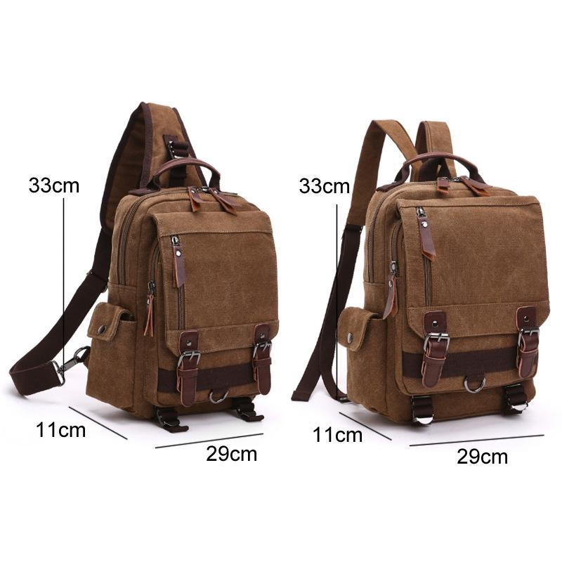 Khaki Canvas Chest Bag For Outdoor Travel Messenger Style
