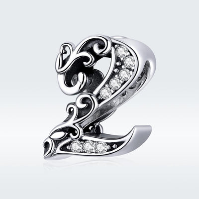 925 Sterling Silver Relief Number Series 0 9 Beads For Diy Bracelets And Necklaces Style - 2