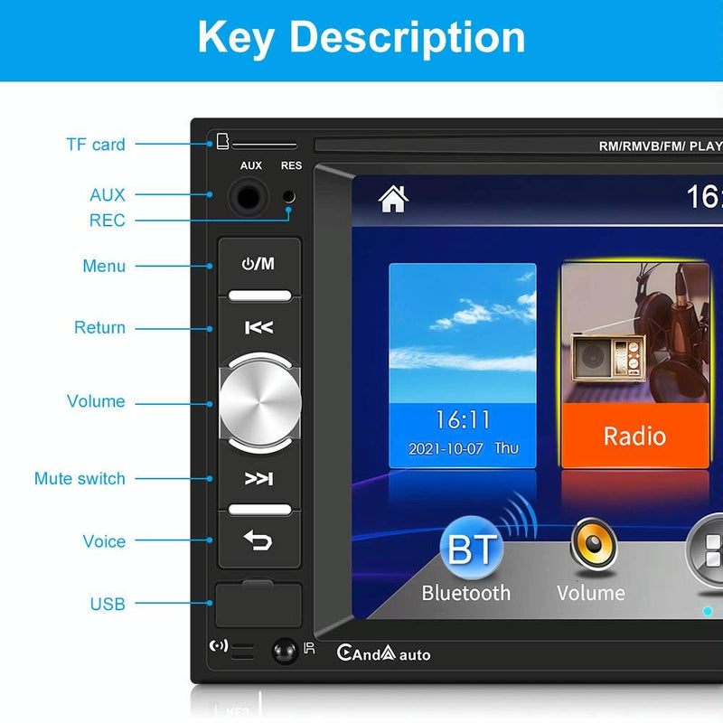 6.2 Inch Dual Spindle Hd Car Mp5 Player + 8 Light Camera