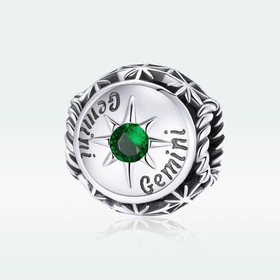 925 Sterling Silver Zodiac Zircon Bead Bracelet / Necklace Set Gemini Style - Gemini