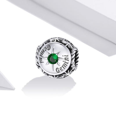 925 Sterling Silver Zodiac Zircon Bead Bracelet / Necklace Set Gemini Style - Gemini