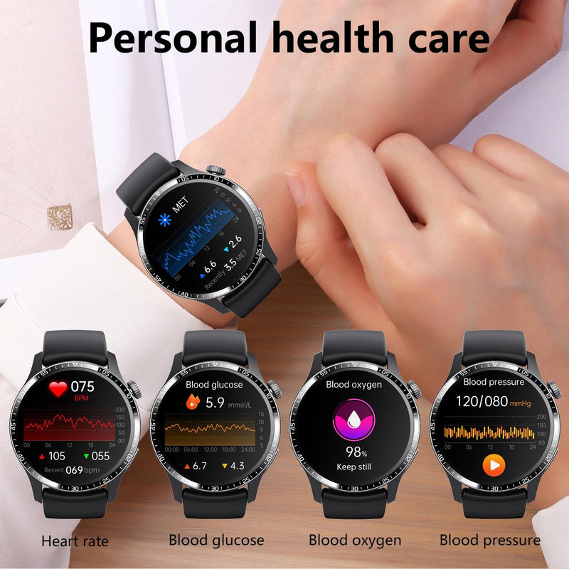1.35 Inch Smart Watch Bluetooth Calls Health Monitoring 150+ Sports Black - Black Milan