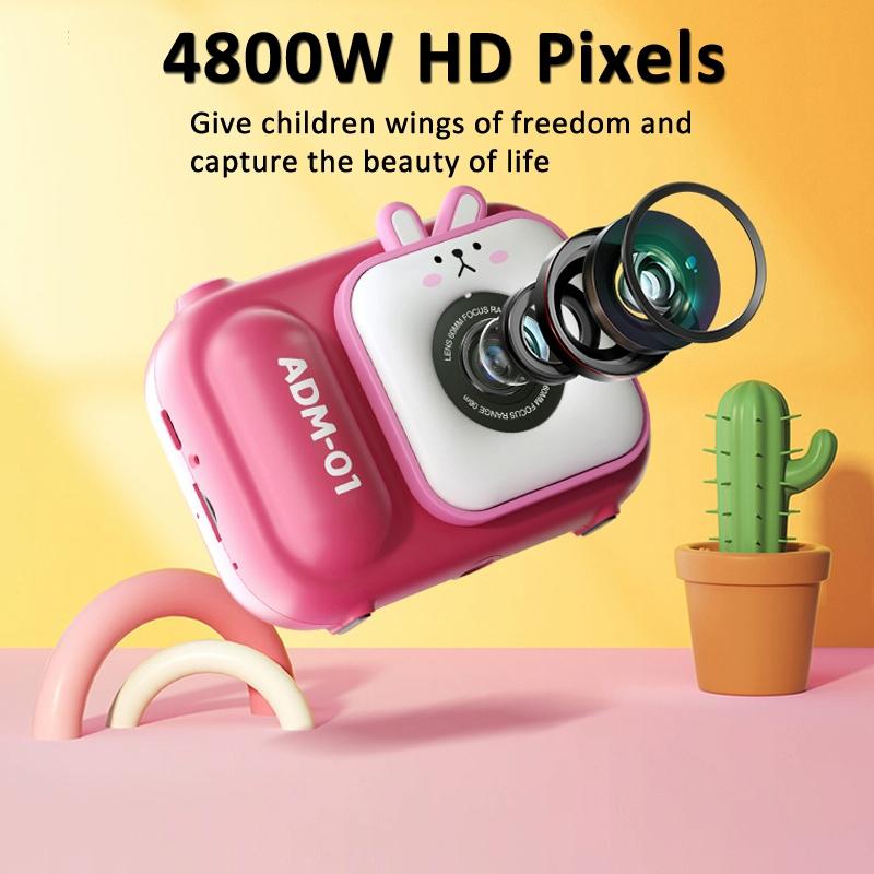 48Mp Dual Lens Kids Digital Camera With 2.4 Ips Screen And 32Gb Tf Card - Blue Fox - With 32G Tf Card Pink Bunny