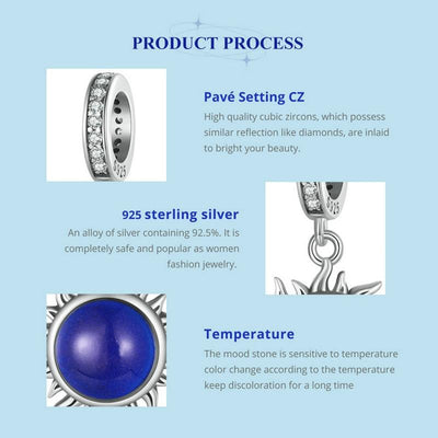 925 Sterling Silver Zircon Sun Pendant Temperature Sensitive