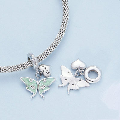 925 Sterling Silver Natural Butterfly Pendant For Diy Bracelet Style - Butterfly