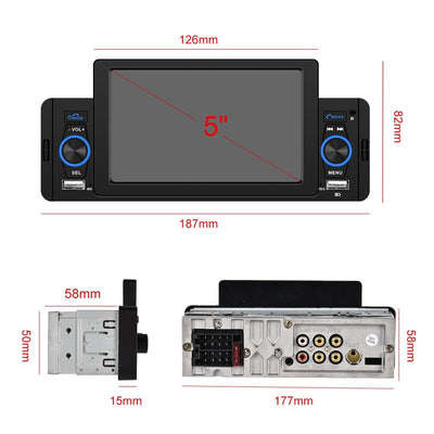 5 Inch Car Mp5 Inch Player With Bluetooth & Microphone - Standard + 12 Lights Camera