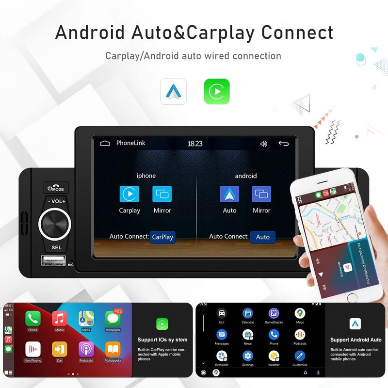 5 Inch Car Mp5 Inch Player With Bluetooth & Microphone - Standard + 12 Lights Camera