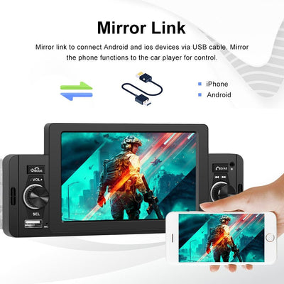 5 Inch Car Mp5 Inch Player With Bluetooth & Microphone - Standard + 12 Lights Camera