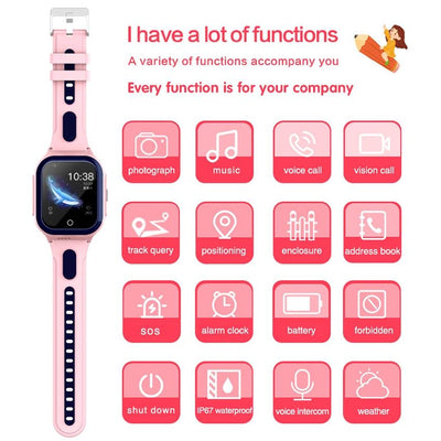 1.4 Inch 4G Gps + Wifi + Lbs Positioning Children Calling Watch With Sos Function - Black