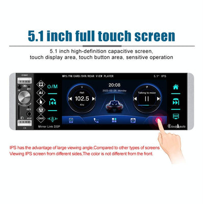 5.1 Inch Ips Capacitive Carplay Player + 8 Light Camera - Standard