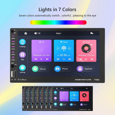 7 Inch Car Mp5 Player With Bluetooth & 8 Light Camera - Universal Fit