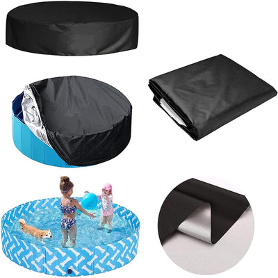 Round Foldable Pool Cover - Dustproof & Sunscreen - 162x30cm - Black / Silver