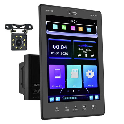 9.5 Inch Vertical Screen Car Mp5 Player - Dual Spindle + 8 Light Camera