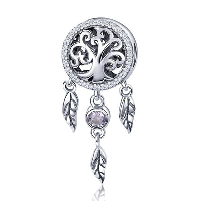 925 Sterling Silver Retro Hollow Dream Catcher Beaded Bracelet