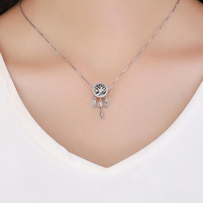 925 Sterling Silver Retro Hollow Dream Catcher Beaded Bracelet