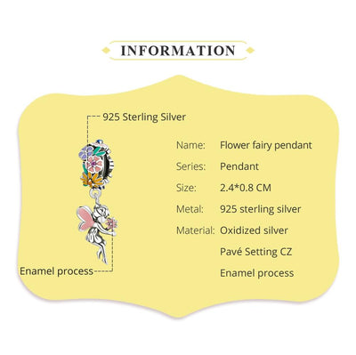 925 Sterling Silver Flower Elf Pendant For Bracelet Or Necklace