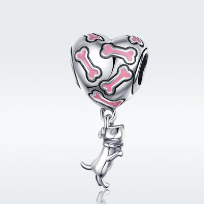 925 Sterling Silver Heart Dog Bone Beads For Diy Bracelets