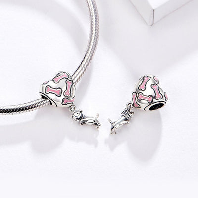 925 Sterling Silver Heart Dog Bone Beads For Diy Bracelets
