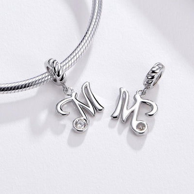925 Sterling Silver Personalized Letter Pendant For Diy Bracelets And Necklaces Style - M